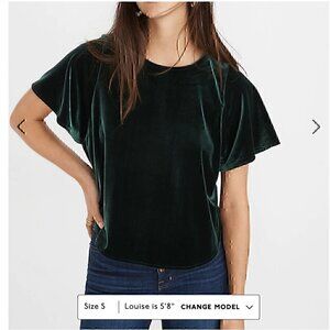 Madewell Green Velvet Velour Butterfly Top